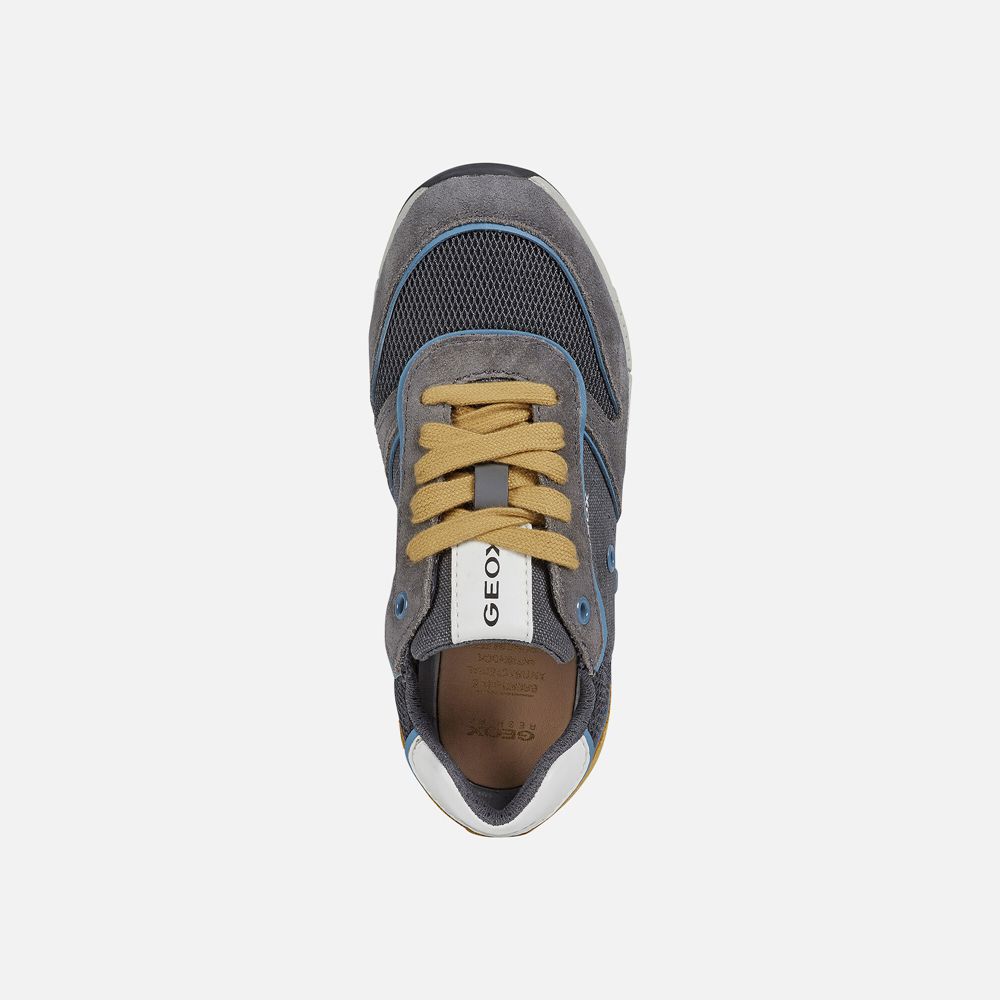 Geox Erkek Çocuk Spor Ayakkabı Gri/Sarı - Alben - FRK-036985